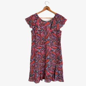 J.Crew Silk Dress Paisley Print Flounce Hem